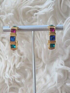 Swarovski Gold Toned Horseshoe Hoop Earrings- Great Condition